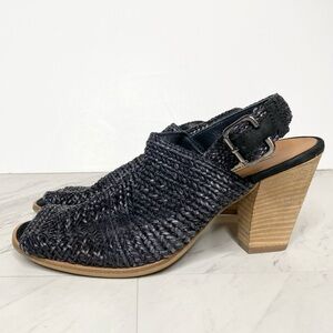 Paul Green Lovely Black Woven Heeled Sandal 9.5